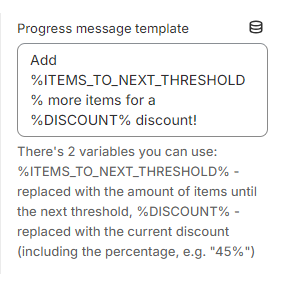 Block setting for dynamic progress message