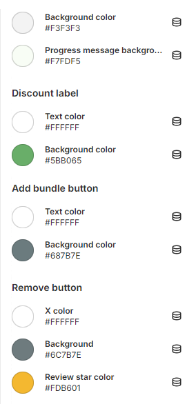 Block settings for colors