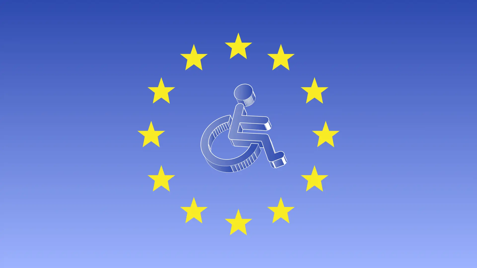 European Union flag and disability symbol